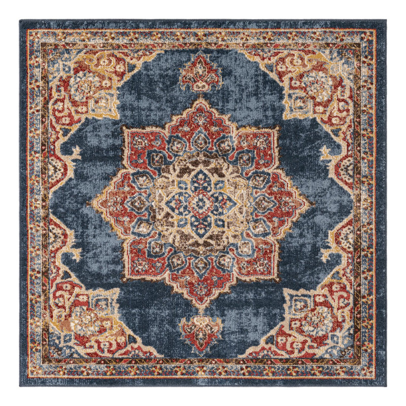 Mercury Row® Dulin Performance Navy Blue Rug & Reviews Wayfair